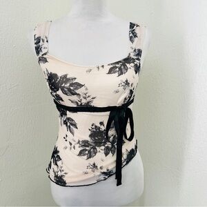 SHEIN Women Small Elegant Ribbon Asymmetrical Hem Floral Print Camisole Top